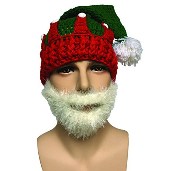 Handmade Knitted Crochet Beanie Santa Hat Winter Holiday Festive Accessory main image 6